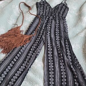Band of Gypsies Black and White Patterned Jumpsuit